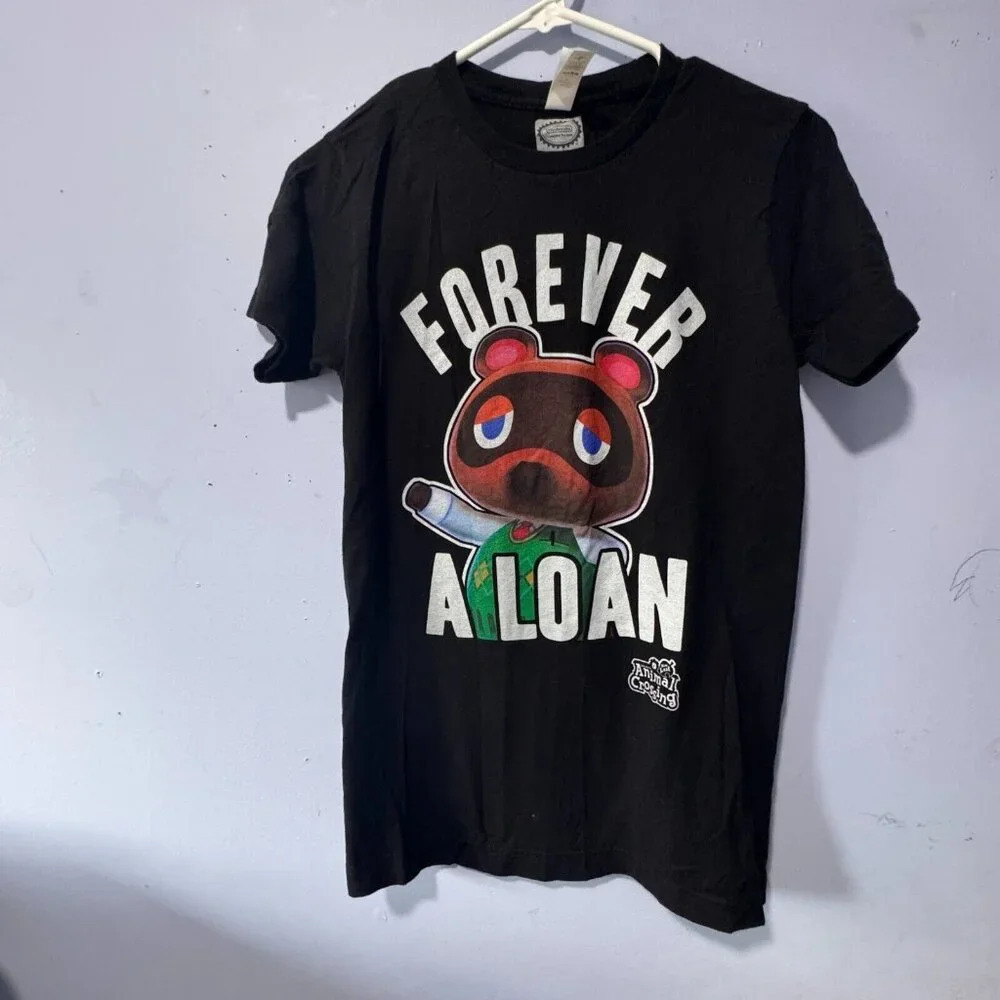 Nintendo Animal Crossing tshirt  unisex Tom Nook‎ Forever a Loan